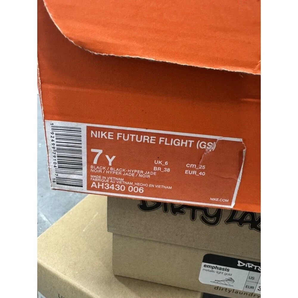 Nike AH3430-006 Future Flight (GS) Black Jade Racer Sneakers S 7Y